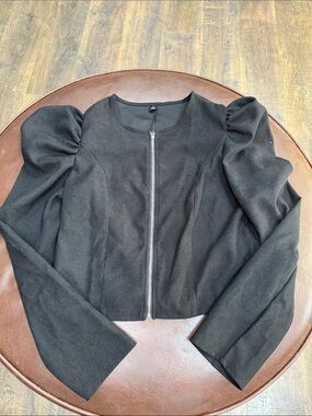 Puffy Shoulder Black Jacket